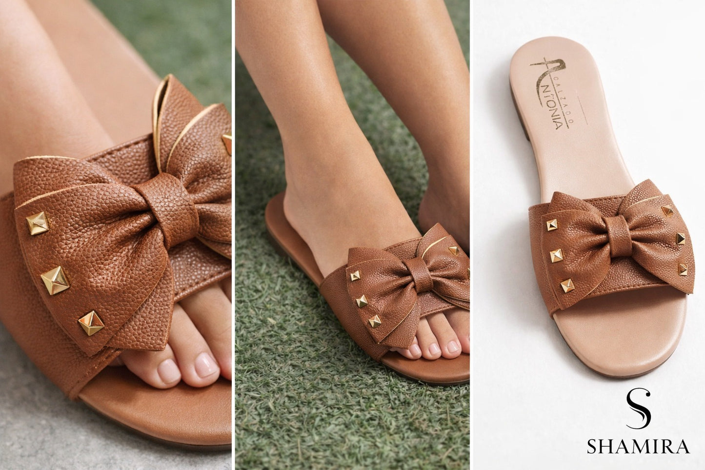 Sandalia Lazo con Tachones - Café