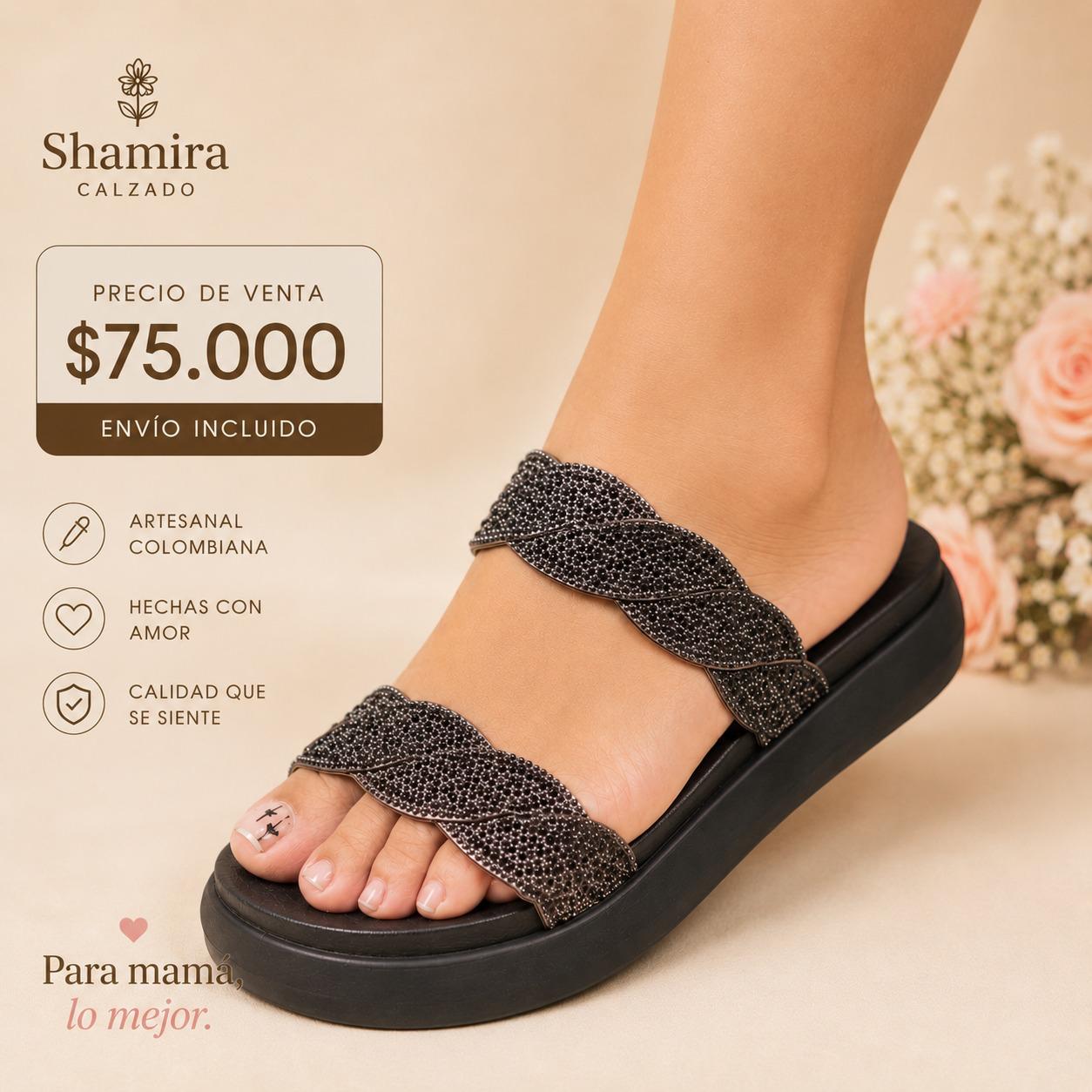Sandalia Mamá plateada con pedrería brillante